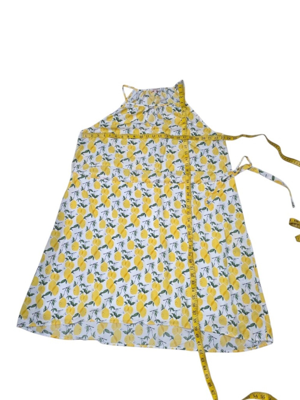 Pixley Lemon Print Halter Midi Dress Size 2X Yellow White - Picture 3 of 4